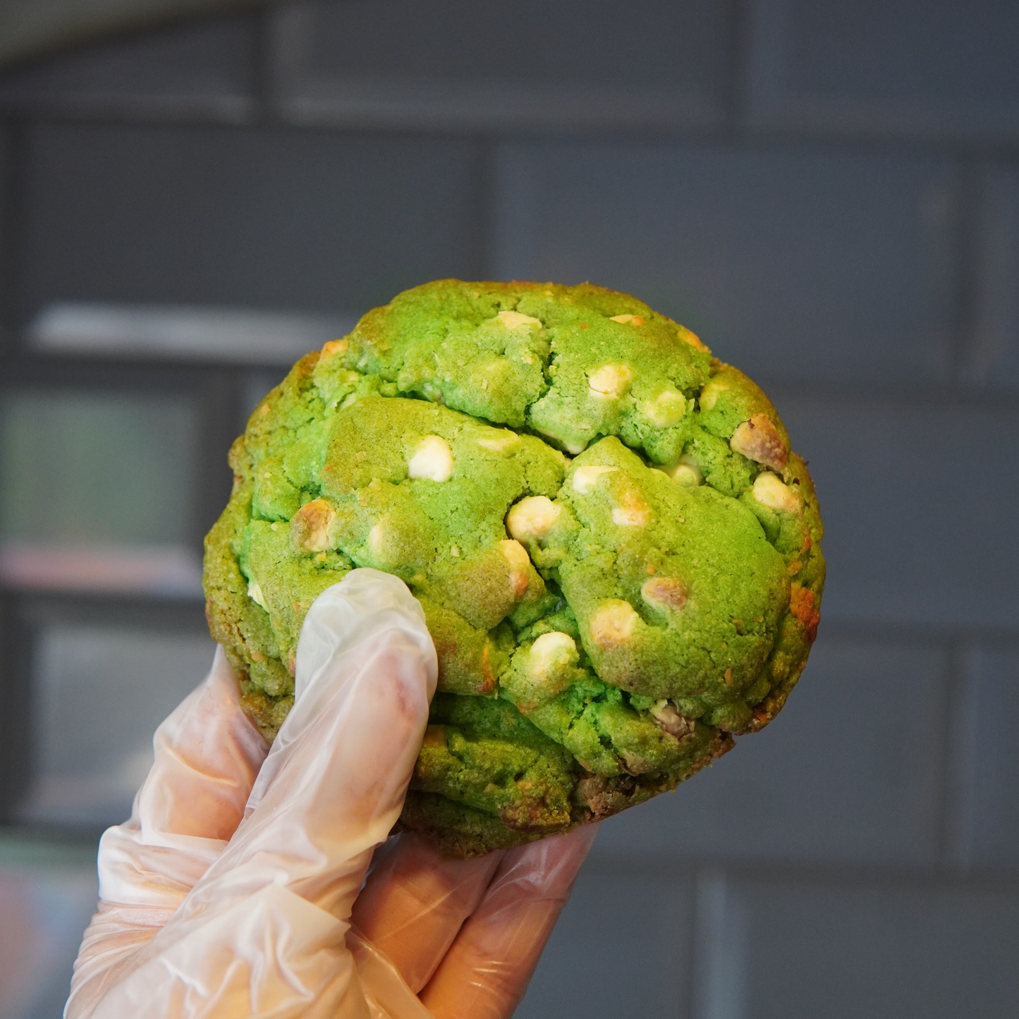 Chunky Pandan Coconut White Chocolate Cookie